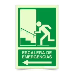 Escaleras de Emergencias Flecha Izquierda Fotoluminiscente