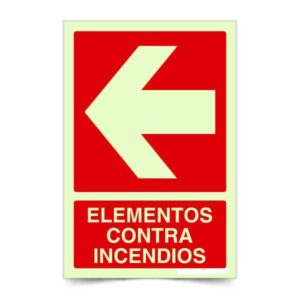 Elementos contra incendios Flecha Izquierda Fotoluminiscente