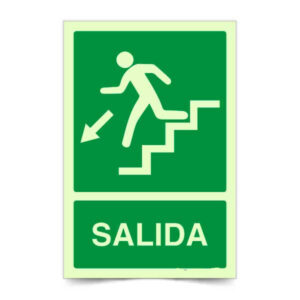 Salida Escalera Abajo Izquierda Fotoluminiscente