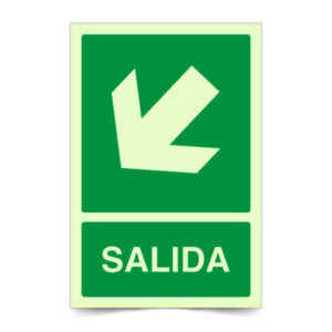 Salida Flecha Izquierda Abajo Fotoluminiscente