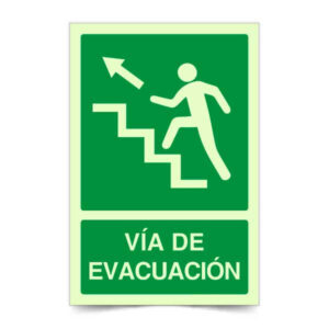 Vía de Evacuación Izquierda Escalera Arriba Fotoluminiscente