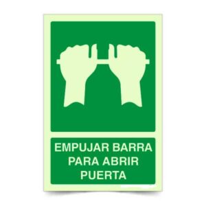 Empujar barra para abrir puerta Fotoluminiscente
